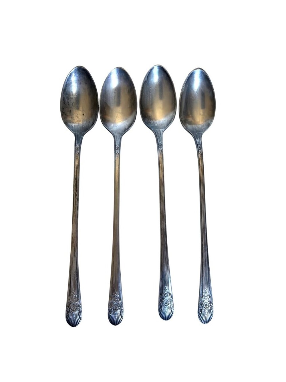 WM Rogers Marigold Silver Mist Silverplate Iced Tea Spoons Floral Pattern
